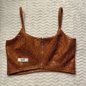 Brown snake leather crop top S/M
